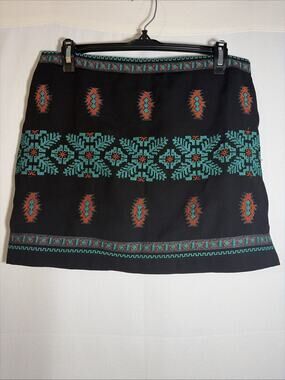Ya Los Angeles Black Mini Skirt Sz L Southwestern Embroidered Detail Cowgirl